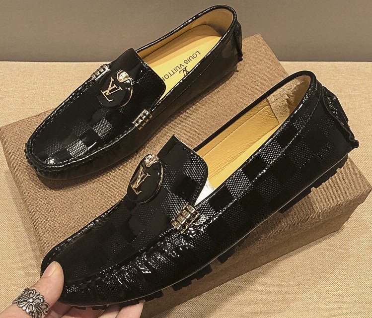 Louis Vuitton Black Checkerboard Loafers — hero