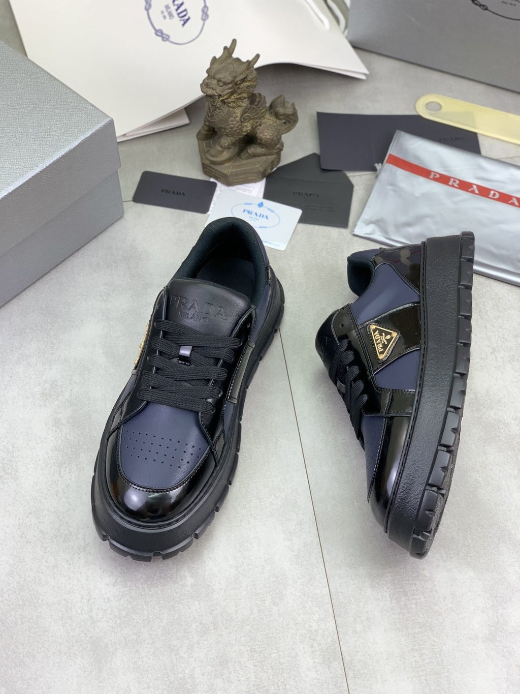 Prada Paneled Lug-Sole Low-Top Sneakers — front