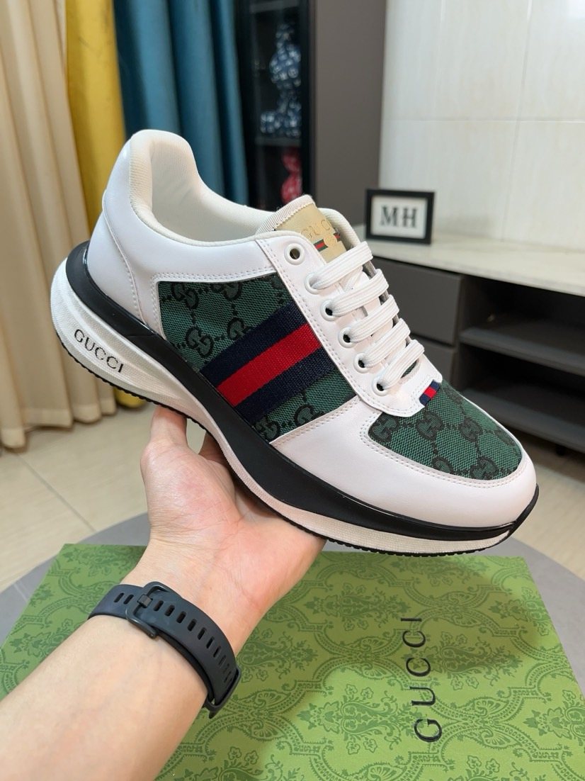 Gucci Patterned Stripe Lace-Up Sneakers — model