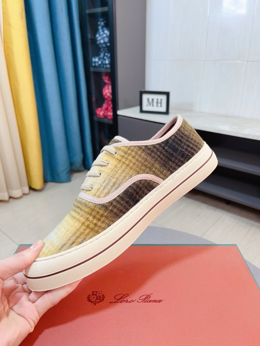 Loro Piana Contrast-Trim Low-Top Casual Shoes — side