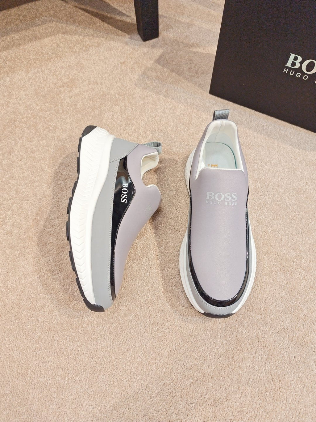BOSS Contrast-Panel Slip-On Sneakers — front
